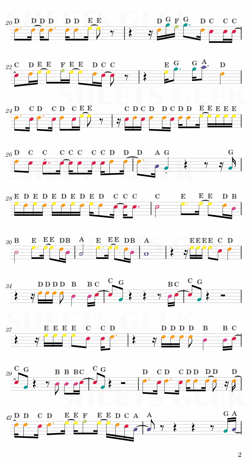 Overpass Graffiti - Ed Sheeran Easy Sheet Music Free for piano, keyboard, flute, violin, sax, cello page 2