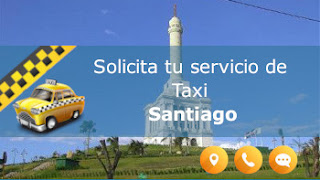servicio de taxi y paisaje caracteristico en Santiago