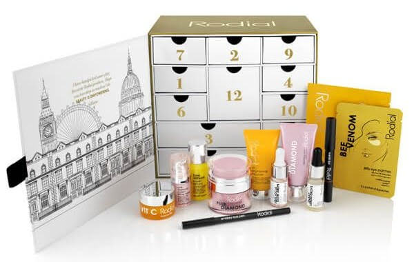 open Rodial Beauty Advent Calendar 2021 contents stock photo