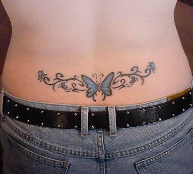 Labels Lower Back Butterfly Tattoo