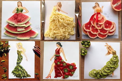 Edgar Artis crea impresionantes ilustraciones de moda utilizando alimentos y comidas