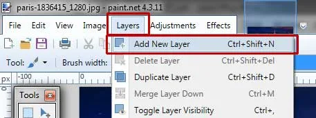 Layers> Add New Layer.