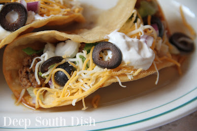 American-style tacos made with slow braised, seasoned ground beef or turkey.