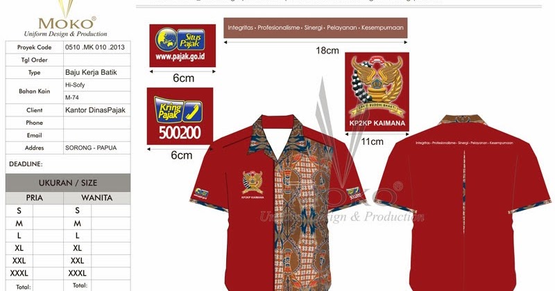 KONVEKSI SEMARANG MOKO BAJU KANTOR DINAS PAJAK SORONG 