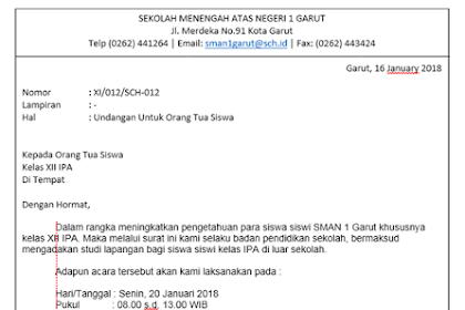 Contoh Surat Undangan Rapat Dalam Bentuk Semi Block Style