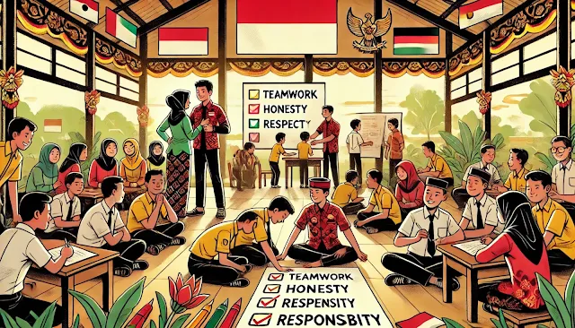 Ilustrasi Pendidikan Karakter Siswa dan Guru di Sekolah