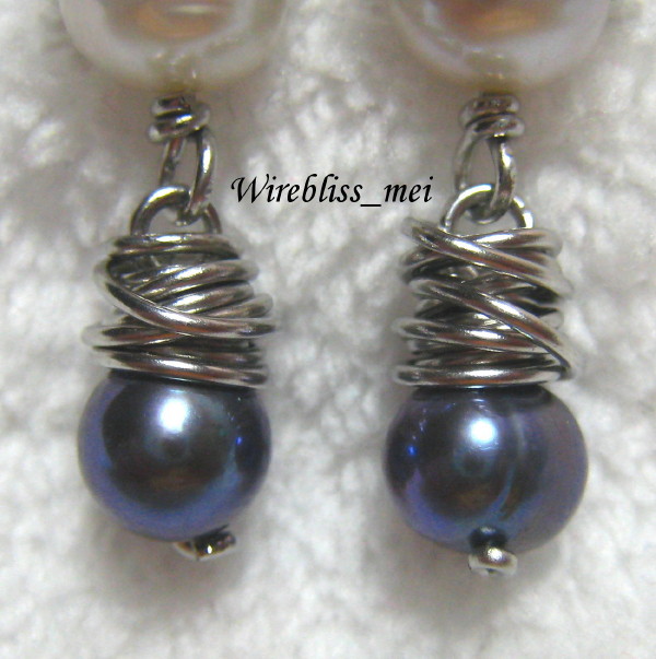 Wire wrapped Pearl Earrings