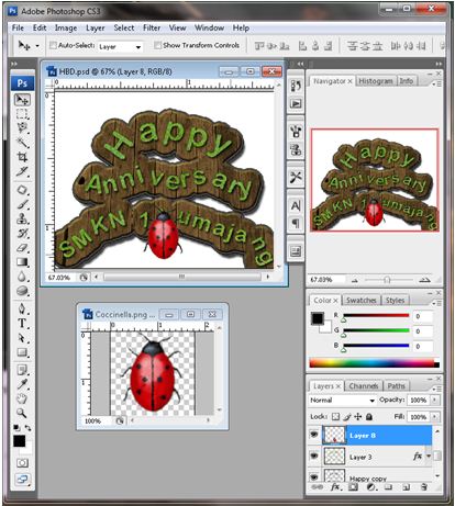 Tutorial Photoshop : Membuat Ucapan Happy Anniversary SMKN 