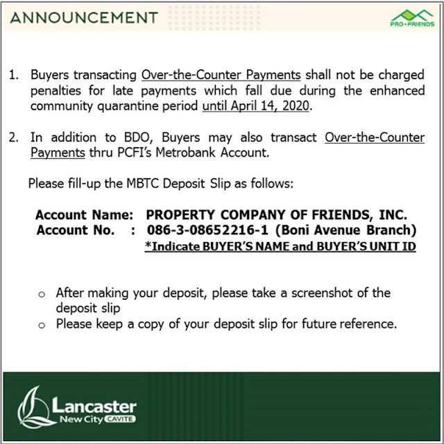 Lancaster accepts direct and online bank payments