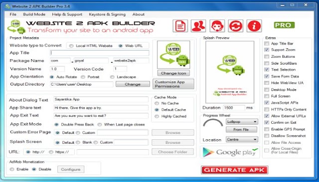 Website 2 APK Builder Pro  v.3.4 Free Download