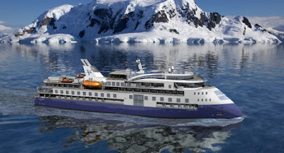 Artists Rendering of Vantage Cruise Line's Ocean Explorer to Sail World Wide Making a Call in New York City