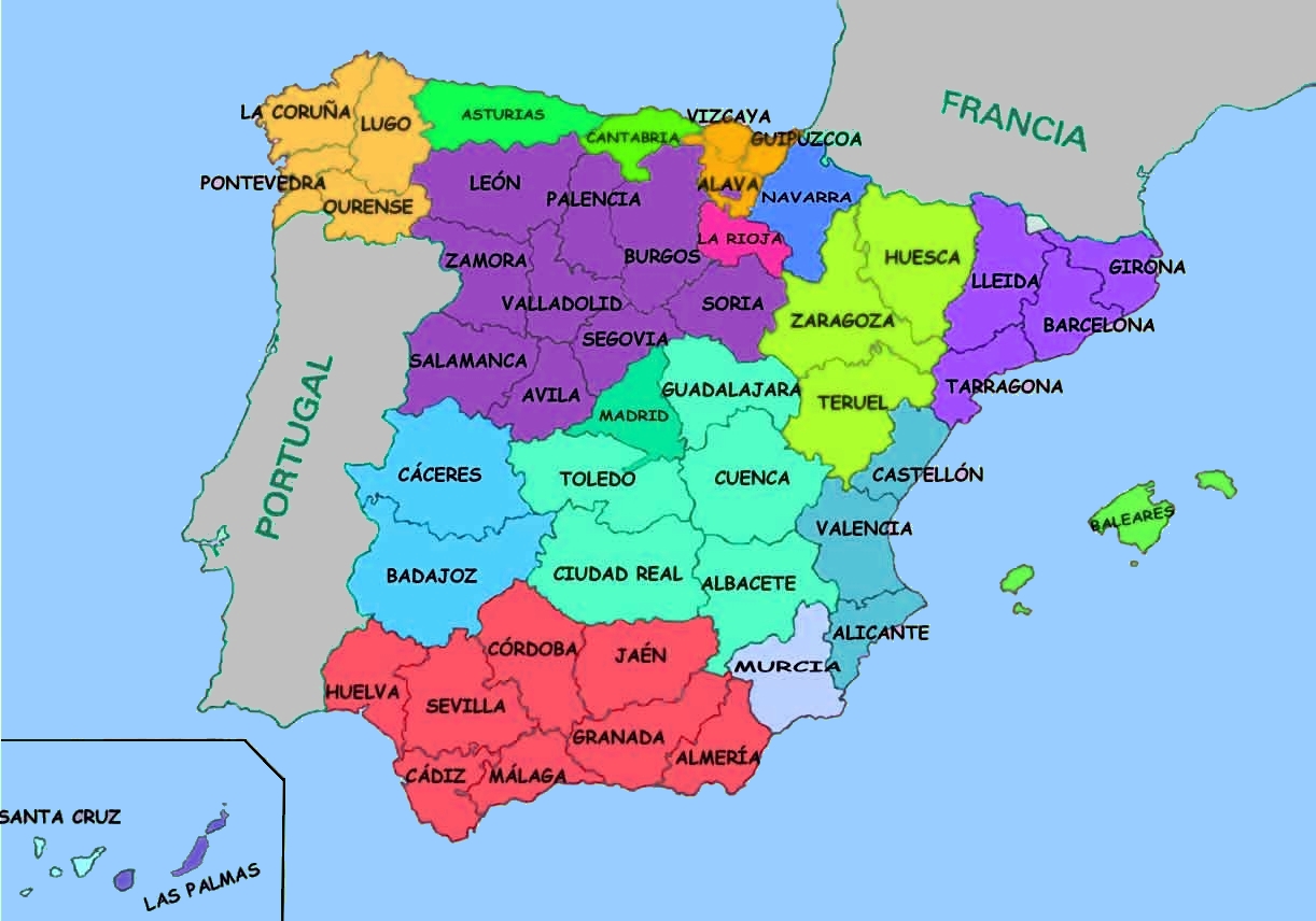 Espagne Provinces Carte