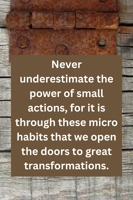 Never underestimate the power of small actions, for it is through these micro habits that we open the doors to great transformations.