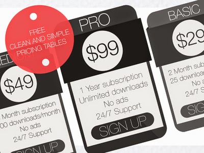 Free Clean and Simple Pricing Tables (PSD)