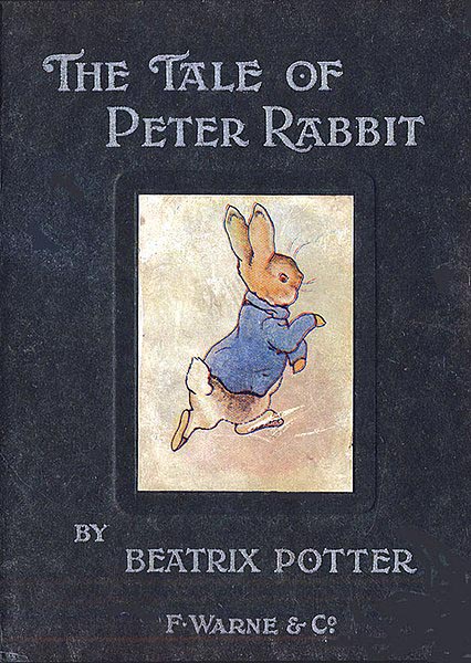 book cover with illustration of a small rabbit in a blue coat