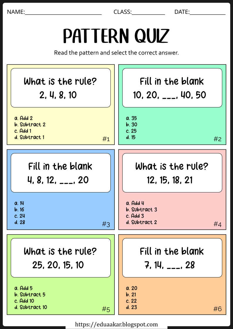 Multiplication Pattern Quiz