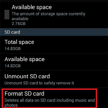 How to erase or format memory card in Android Phones?