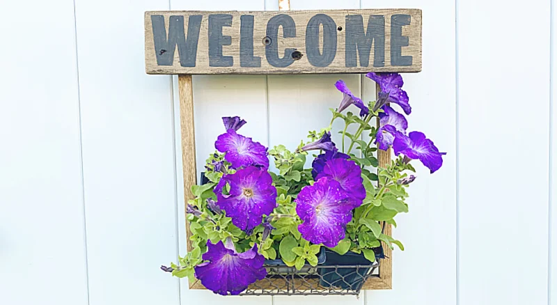 welcome sign planter