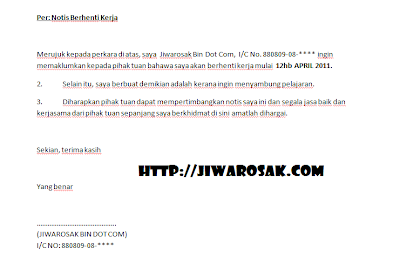 Download Contoh Surat Berhenti Kerja Jiwarosak