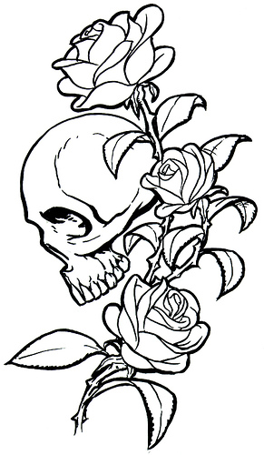 Skull And Rose Tattoos Designs