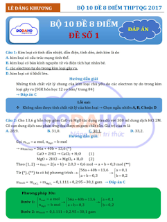 BỘ 10 ĐỀ 8 ĐIỂM MÔN HÓA 2017 - Thầy Lê Đăng Khương - Sách 123 Full