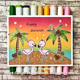 Sunny Studio Stamps: Fabulous Flamingos, Tropical Scenes and Sending Sunshine card by Angela Pahl