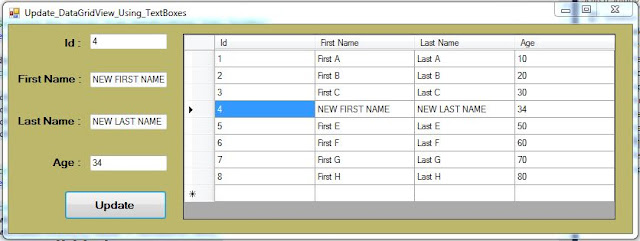 C# Update DataGridView Selected Row Using TextBoxes