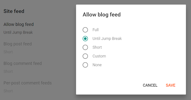 site feed setting