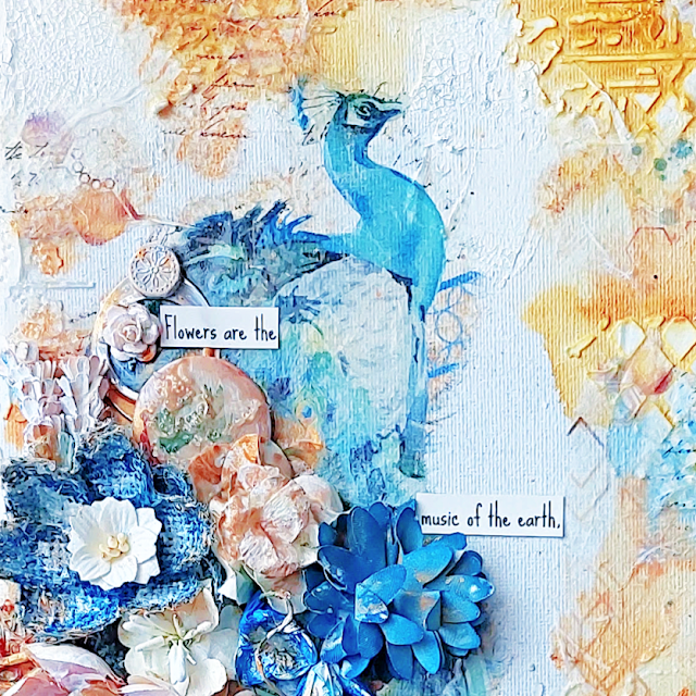 Using rice paper in mixed media projects - Ciao Bella paper Indigo Collection - project by Lou Sims