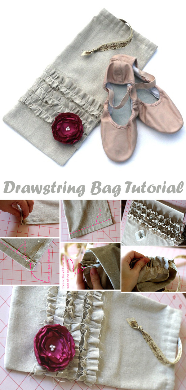 How to Sew a Ruffled Drawstring Bag