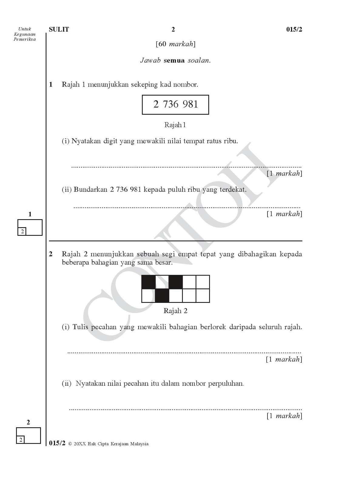 Contoh Soalan Upsr Matematik 2016 - Soalan bi