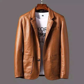 Model Blazer Kulit Pria Warna Coklat