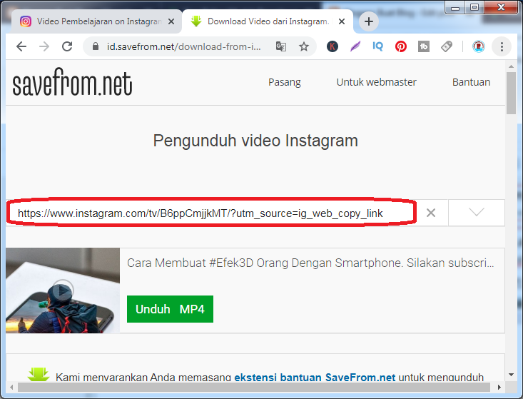 Cara Download Video IG 2