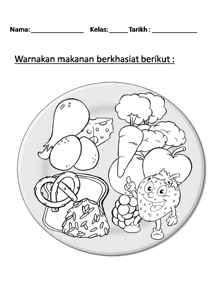 Lembaran Kerja Gambar Mewarna Makanan Berkhasiat