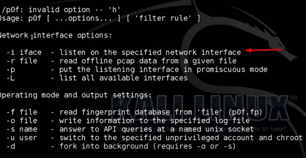 p0f - Kali Linux - solution rider