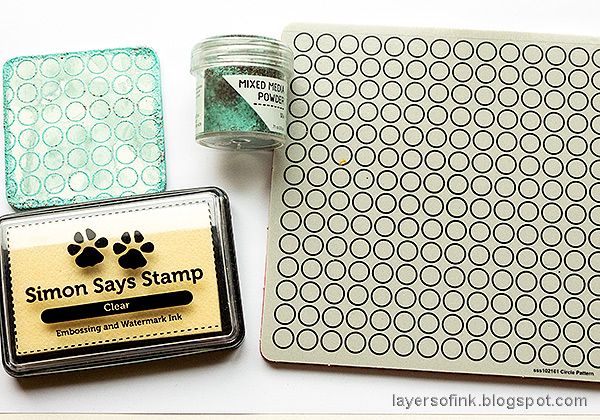Layers of ink - Mini Vintage Dartboard Tutorial by Anna-Karin Evaldsson. Stamp with Simon Says Stamp Circle Pattern Background stamp.