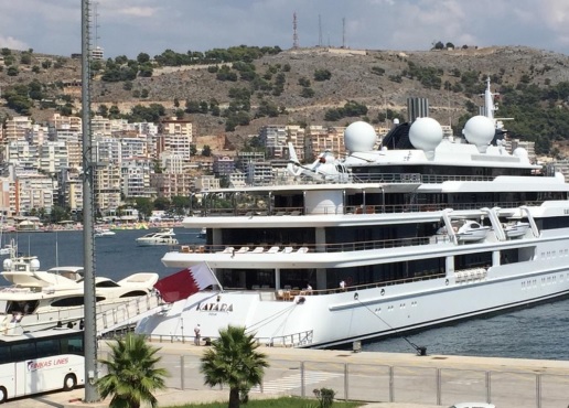 Super luxury Yacht Katara of Hamad Bin Khalifa Al-Thani anchored in Saranda