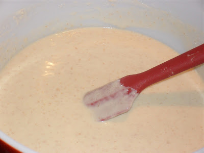 Sponge after stirring in the yeast, water, and sugar mixture.