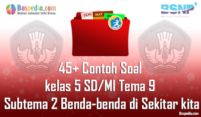 Lengkap 45 Contoh  Soal untuk kelas 5 SD MI Tema 9 