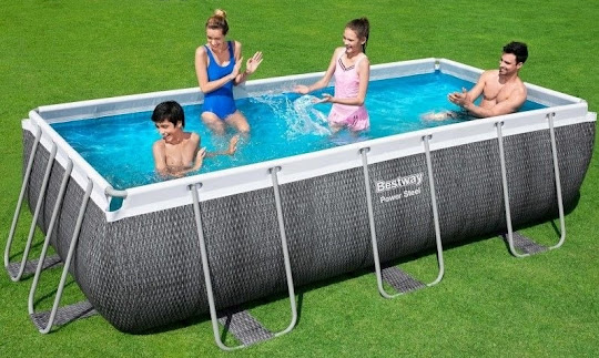 Bestway 13ft Power Steel Rattan Rectangular Pool Set