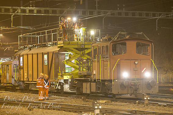 Reparatur an der Fahrleitung - Lokbrand von Goldau (SZ) am 23. März 2005