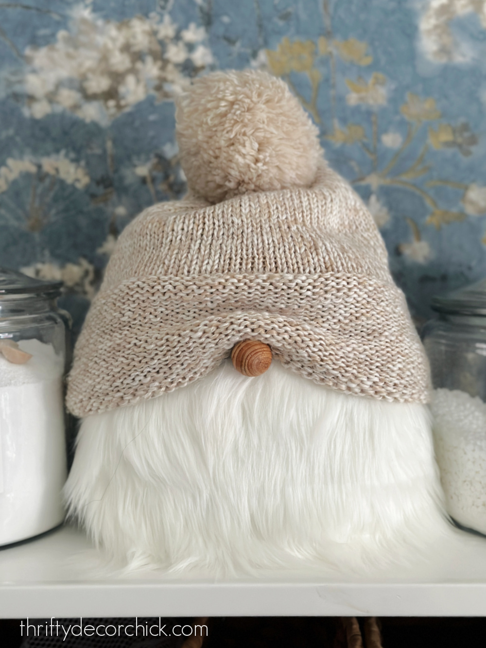 winter gnome craft with beanie