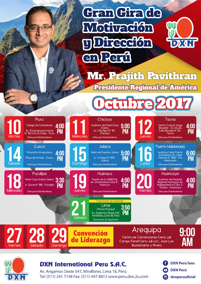 OCTUBRE / GIRA INTERNACIONAL DXN - PERÚ