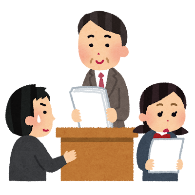 テストを返す先生のイラスト