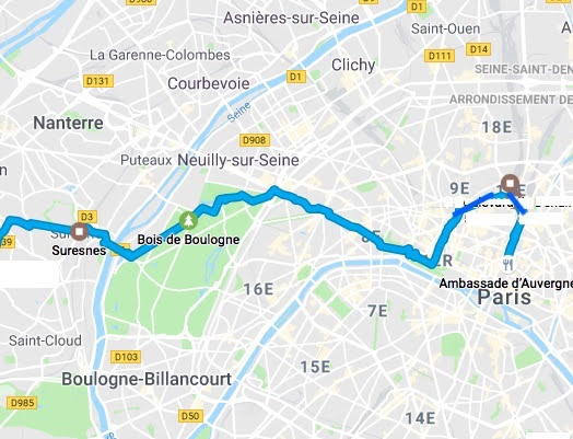 Capture de la carte google maps du trajet du 13 novembre 2019