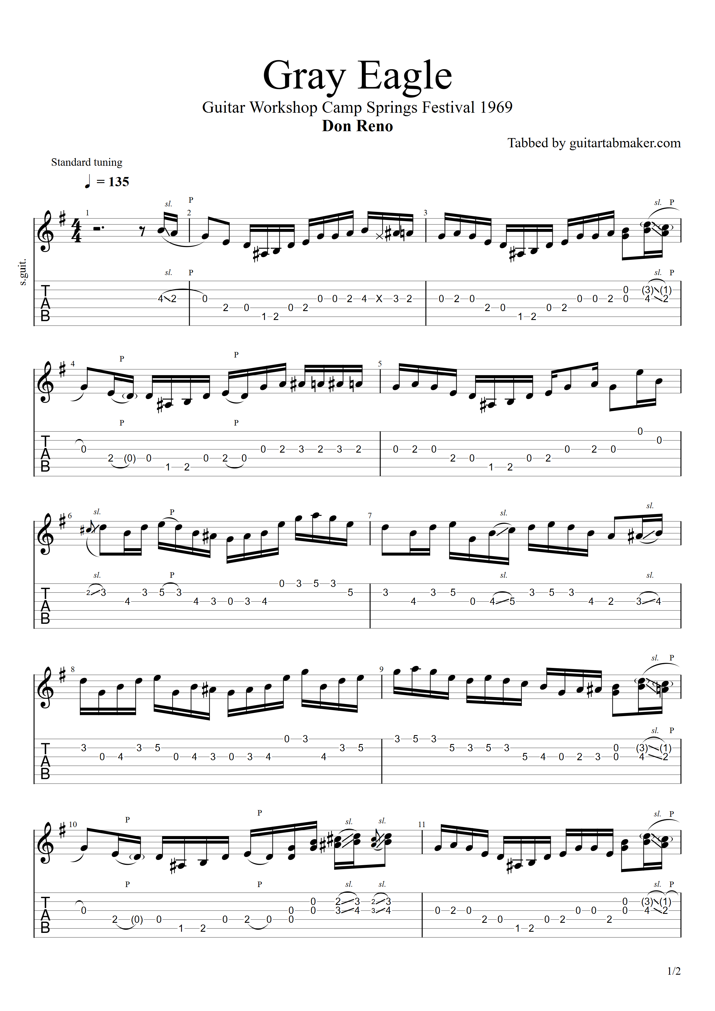 Gray Eagle acoustic guitar TAB