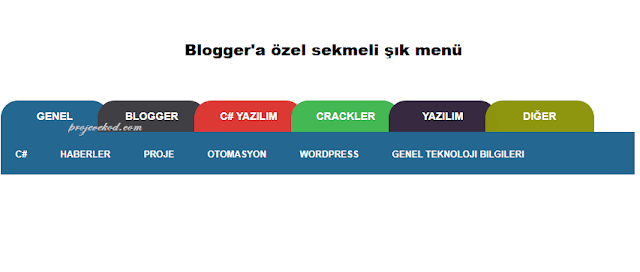 Blogger sitenize sekmeli tab şık bir yatay menü eklemek için gerekli kodlar.