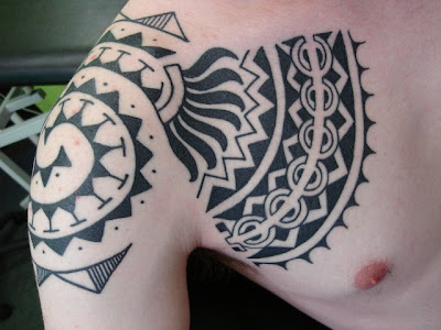tribal tattoo shoulder and chest