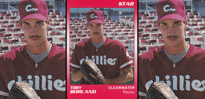 Toby Borland 1990 Clearwater Phillies card