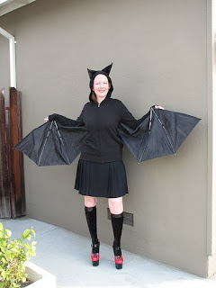 woman dressed up in a homemade bat costume